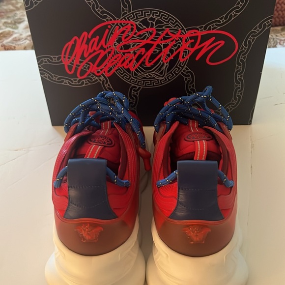 VERSACE Men’s 44 (US11) ChainReaction Leather Sneakers.Medusa Insignia New/Box - Picture 5 of 15